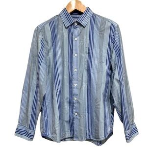 Tommy Bahama Men's Blue Striped Resort Casual Dress Shirt Size Medium